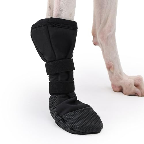 UIQELYS Dog Boot for Paw Injury & Wound Protection-Black, XL | Single boot design; Water-repellent & Breathable; Non-slip sole; Protects bandages