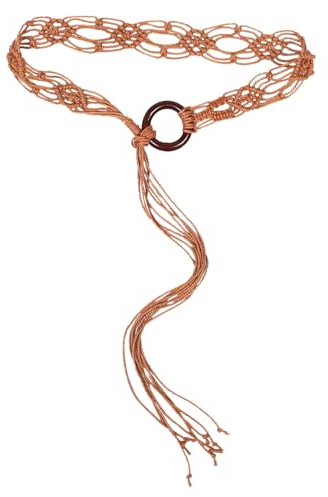 BESPORTBLE Cintura Cintura Sottile in Cotone e Lino Intrecciata da Donna con Nappine Decorativa Resistente da Abbinare per Vestiti in Occasioni di Appuntamenti