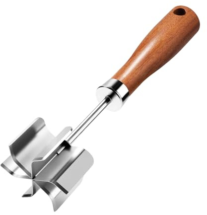 Tritatutto per carne, tritatutto con manico in legno - schiacciapatate multifunzionale - per cucina, catering, casa, carne, verdure, patate, pollo, manzo, salsiccia