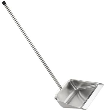 HOMSFOU Pelle à Poussière Inoxydable Robuste Manche Long Détachable, pour Nettoyage Maison, Acier Inoxydable Solide et Design Simple Argenté Style Aléatoire