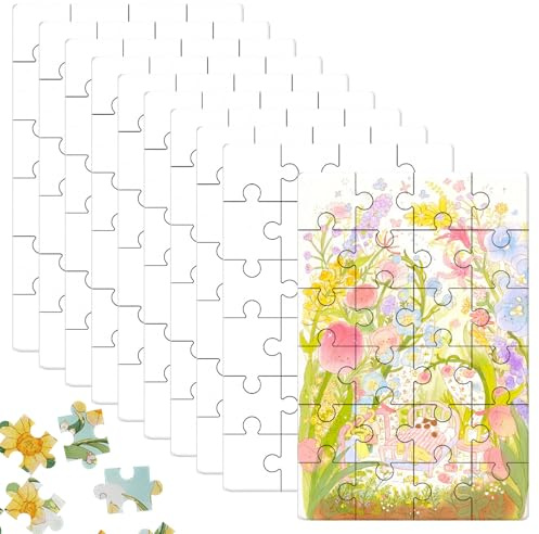 lomdung 10 Stück Puzzle Blanko, 15 X 10 cm Blanko Puzzle zum Bemalen (Weiß) | Puzzles Selber Gestahlten, Mini Puzzles Weiß für Kinder, zur Verbesserung Der Denken, für Kinder Färbung Muster