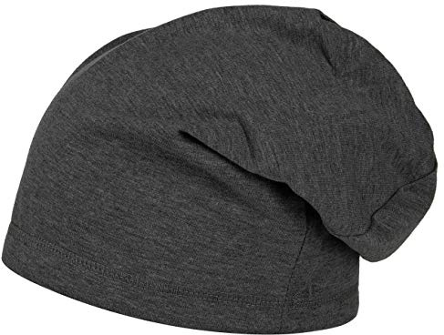 Lipodo Boston Oversize Jerseymütze Beanie Pull On Herren und Damen Sommer Winter anthrazit One Size