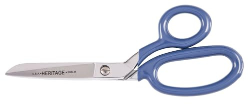 Klein Tools 206LR Scissors, Made in USA, Bent Trimmer with Large Ring for Extra Leverage, Blue Coating, 7-Inch
