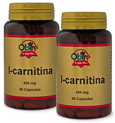 Obire - Comprimidos de L-Carnitina - Pack 2 Unidades - 90 Cápsulas - Favorece la Generación de Energía, la Pérdida de Peso y la Absorción de Ácidos Grasos