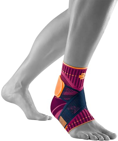 Bauerfeind, hälstöd, Ankle Support, Unisex, 1 hälbandage för höger fot, för sporter som fotboll, jogging samt träning, förhindrar felvridning, Storlek: XXL, Rosa, 11419401950615