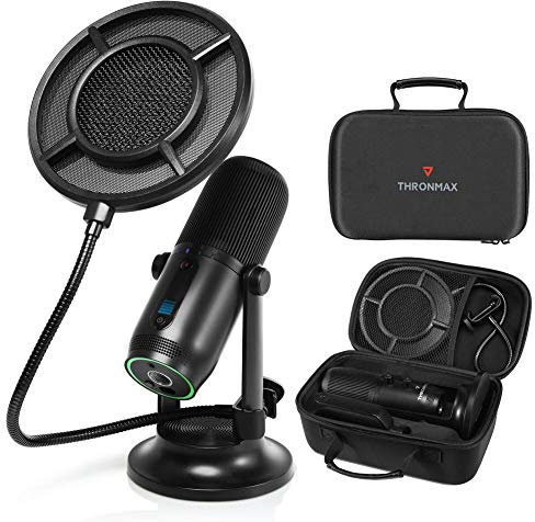 THRONMAX MDRILL ONE STUDIO KIT (M2 KIT) - USB Condenser Microphone with Pop Filter, Foam Windshield, Protective Sleeve & Travel Case - Jet Black