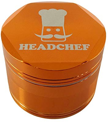 Headchef Hexcellence Metal Herb Grinder 4 Piece Grinder, 55mm (Orange)