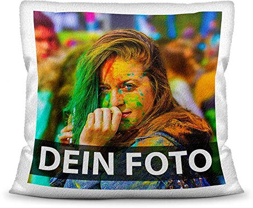 Foto-Kissen selbst gestalten (40x40 cm) - weiß flauschig - mit Foto individuell bedruckt / mit Kissenfüllung / 100% Polyester flauschige Oberfläche / Personalisierte Geschenkidee / Kopfkissen mit Foto
