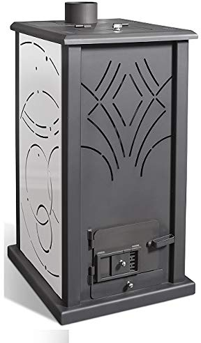 Poele A Gránulos 13KW, sin electricidad, autónoma, eficiente, silencioso, económico y ecológico, calefacción biomasa, pellets, pellets de madera, depósito de 18 kg, chimenea sin cristal, color blanco