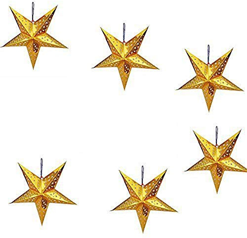 DadaAA Abat-jour en forme d'étoile en papier, doré, 6 pièces (30 cm) pour Noël, fête de mariage, décoration d'intérieur