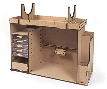 OCCRE PACK Mueble taller organizador+Lijadores+Minipinzas+Tapete de corte+clavador PARA MODELISMO NAVAL