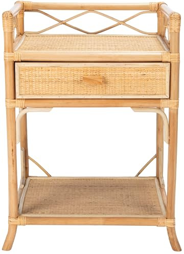 Safavieh Home Collection Rumi Natural Rattan 1-Drawer 1-Shelf Nightstand