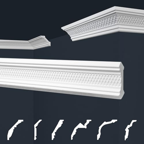 Marbet Deckenleisten weiß Sparpaket aus Styropor EPS - Stuckleisten gemustert, im traditionellen Design - (20 Meter B-03) Stuck Eckleiste Winkelleiste Wand