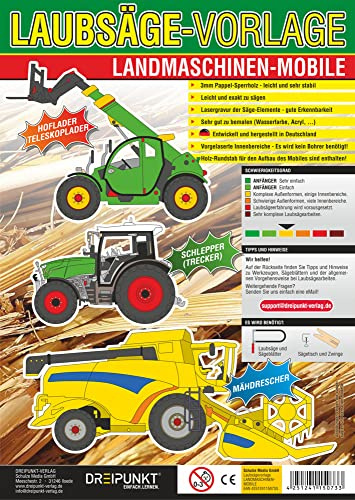 Laubsägevorlagen Landmaschinen (Mobile): Laubsägevorlage für ein Landmaschinen-Mobile aus hochwertigem 3mm Pappel-Sperrholz.