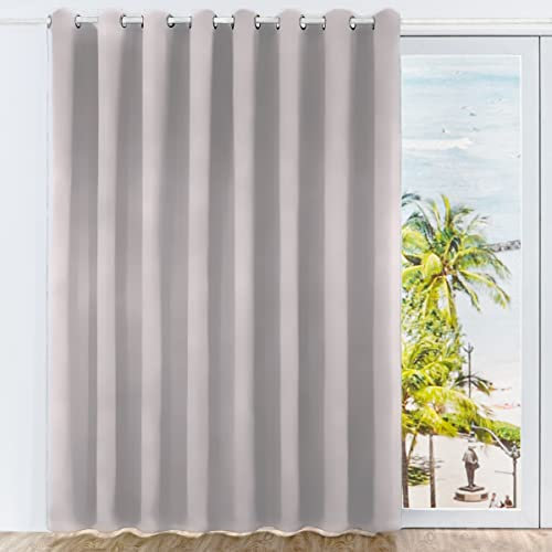 LA PALMA Extra Wide Sliding Door Curtains – Blackout Patio Sliding Glass Door Drapes Thermal Insulated for Living Room Dividers for Bedroom Noise Reducing Privacy Grommet Top 1 Panel