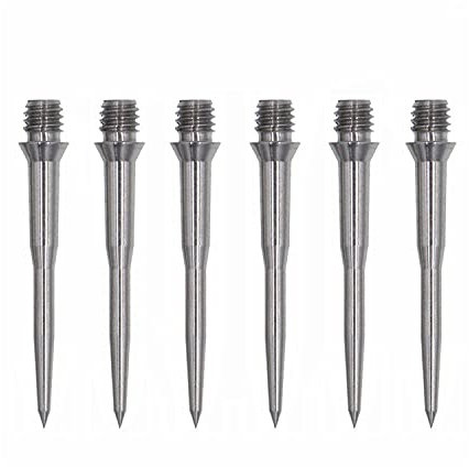 FOX SMILING Dart Stahlspitzen-Konverter-Punkte 2BA, Ersatzspitzen für weiche Spitze, Metallnadelspitzen, Darts (6 Stück Edelstahl-Spitzen)