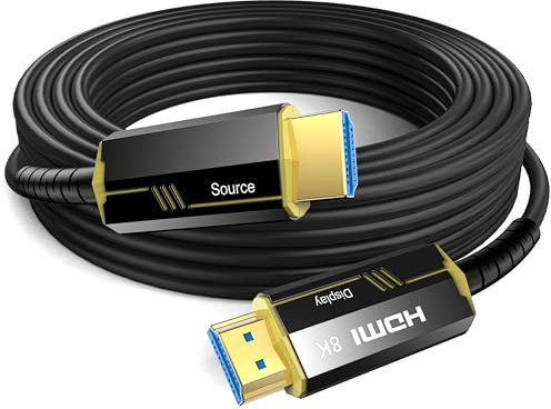 DGHUMEN Cavo HDMI Fibra Ottica 20 Metri, Cavo HDMI 2.1 8K 48Gbps Supporta 8K@60Hz 4k@120/144Hz Dynamic HDR, eARC, ARR, Dolby Atmos for PS5, PS4,PC, Proiettore, HDTV, Xbox