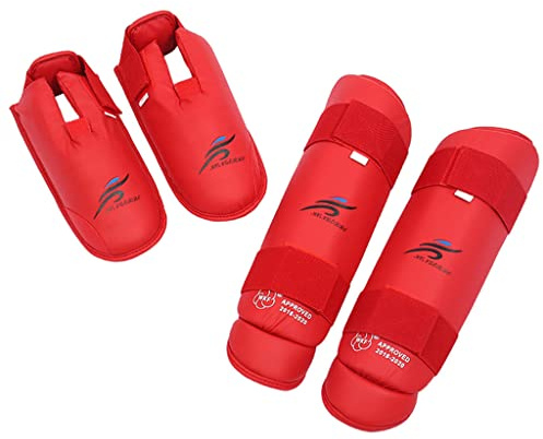 Perfeclan Schienbein-RIST-Protektoren Beinschutz Schienbein-Kick-Pads Schutzpolster Elastischer Knöchel für Fuß & RIST Martial Karate Muay Thai Kickboxen - Red, m