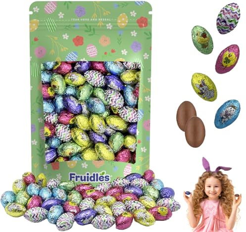 Easter Double Crisp Chocolate Eggs Half-Pound, Happy Easter Day, Party Bag Fillers, Individually Wrapped, Approx. 50 Eggs