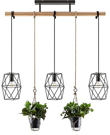 Lindby Pendelleuchte 'Mercan' (Modern) aus Holz u.a. für Wohnzimmer & Esszimmer (3 flammig, E27) - Deckenlampe, Esstischlampe, Hängelampe, Hängeleuchte, Wohnzimmerlampe