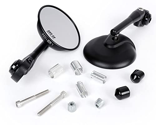 MOTO NOSTRA Spiegel Set 1403 CNC schwarz matt, rund, Aluminium, Lenkerendenspiegel kompatibel für Scooter, Roller, Moped, Motorrad, Universal