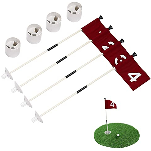 HuYan Golf-Flaggenstab, Übungsflaggen für Hof, Golf-Pin-Flaggen, Lochbecher-Set für Driving Range Hinterhof, tragbares 2-teiliges Design, 2 Stück