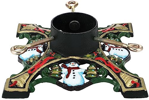 Gisafai Weihnachtsbaumständer 9,4 x 3,5 Zoll / 240 x 90 mm Grün Baumbasis Ständer mit Wasserreservoir Schneemann Weihnachtsbaum Halter Basis für echte Bäume Xmas
