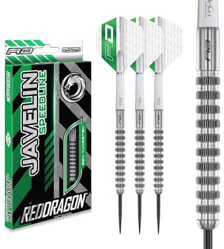 RÖDA DRAGON Darts – Javelin Speedline Series 24 g – professionell 85 % volframstål spetspilar set med dartflygningar och axlar