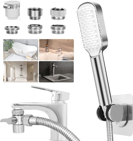 Hunde-Duschaufsatz für Badewannen-Wasserhahn, Haustier-Dusch-Sprühaufsatz mit 5 Adaptern, 200,7 cm Schlauch zum Haarwaschen, Haustier-Hundespülung und Baby-Badewanne, Befestigung an Wannenhahn,