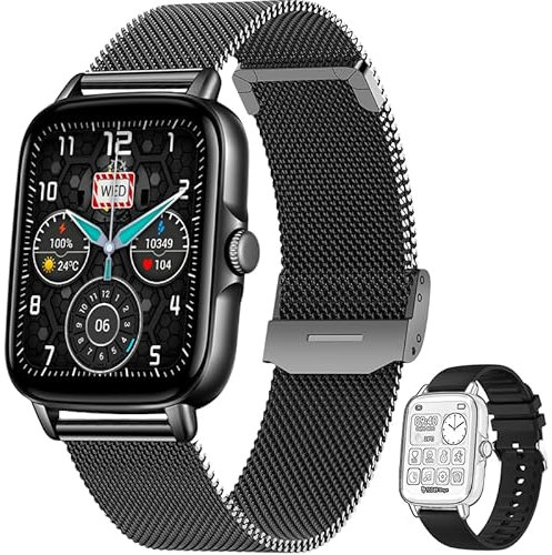 JELLOO Smart Watch per uomo e donna, orologio da polso con Bluetooth HD da 1,7 pollici (chiamata/risposta chiamata) per iPhone Android IP67 impermeabile orologio fitness con cardiofrequenzimetro