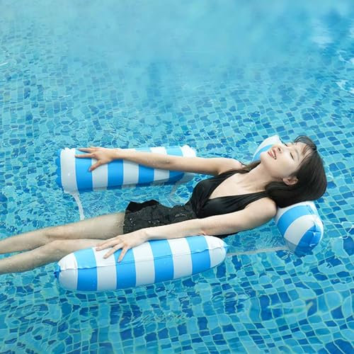 Schwimmbad Rettungsschwimmer-Stühle Water Lounger Pool Stuhl mit aufblasbarer Pumpe, Zusammenklappbare Pool-Schwimmer für Erwachsene und Kinder, Starke Abdichtung Outdoor Pool Hängematte für Strand Ki