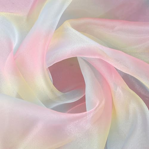 Viusneun Regenbogen Tulle, 150×200cm Farbverlauf Regenbogen Tüll Hautfreundlicher Organza-Stoff für Hochzeit Tischläufer Geschenkband Schleife Nähen Basteln Stoff (Rosa)