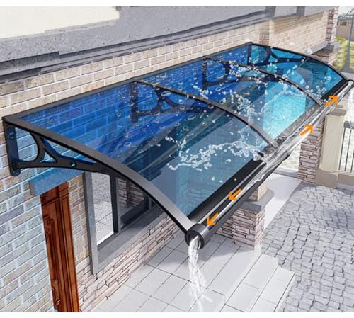Auvent de porte extérieure, pluie et neige, couverture d'entrée de terrasse, panneau de polycarbonate, pare-soleil de jardin, porche, camping-car, pare-soleil en aluminium bleu, 304,8 x cm