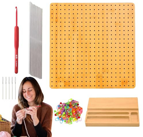 Tavola Di Blocco 'uncinetto - Tavole Di Blocco Dei Progetti All'uncinetto, Kit Di Blocco Della Griglia Con Picchetti Di Filato | Per Tavoletta Quadrata Per Uncinetto Con Ferro Da Maglia,