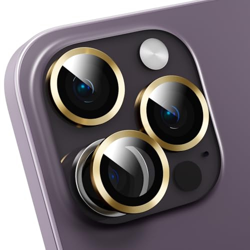 GANGANPRO Pellicola Protettiva per Obiettivo Fotocamera Compatibile con iPhone 16 Pro/iPhone 16 Pro Max,Resistente Graffi,HD Trasparente Obiettivo Vetro Temperato Protettiva Cover - Oro