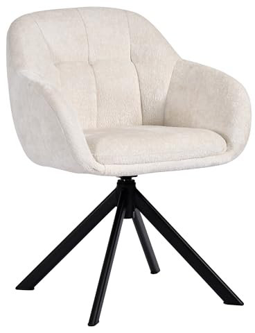 Duhome Esszimmerstuhl Armlehnstuhl aus Chenille-Stoff, Schminktisch Stuhl Loungesessel Sitzschale 360° drehbar, Beige
