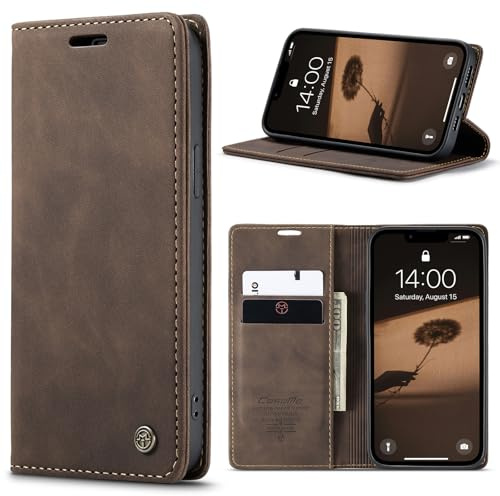owlhold Handyhülle iPhone 17e hülle iPhone 16e hülle klapphülle Premium PU Lederhülle, RFID Schutzhülle, Faltbare Ständer, Handytasche Kartenfach Standfunktion hülle iPhone 17e / iPhone 16e - Kaffee