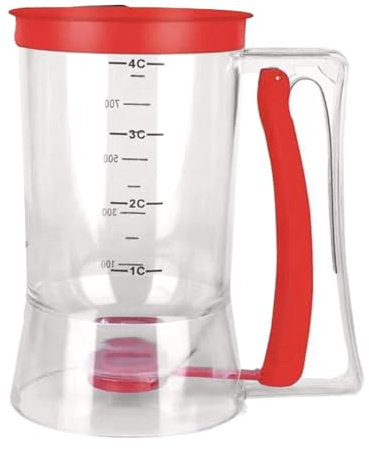 Distributore di pastella per pancake, per pancake, per pastella per pancake, tazza palmare per cupcake, dispenser da 900 ml, separatore per pancake a prova di perdite, con etichetta di