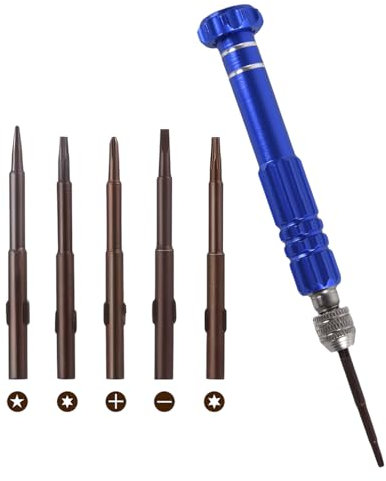 5-in-1 Mini Screwdriver Set, Multifunctional Tiny Screwdriver Slotted and Professional Precision Sunglasses Screwdriver for Eyeglass Sunglass Watch Jewelry Computer Repair Tool Kit（2 pcs） (Blue)