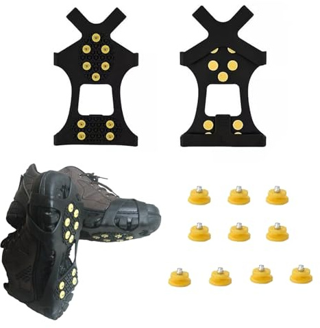 Pinchos antideslizantes para zapatos, tamaño 24-50, fundas antideslizantes para zapatos, 10 remaches, suministros para zapatos de esquí de fondo, aptos para senderismo, escalada en nieve, montañismo