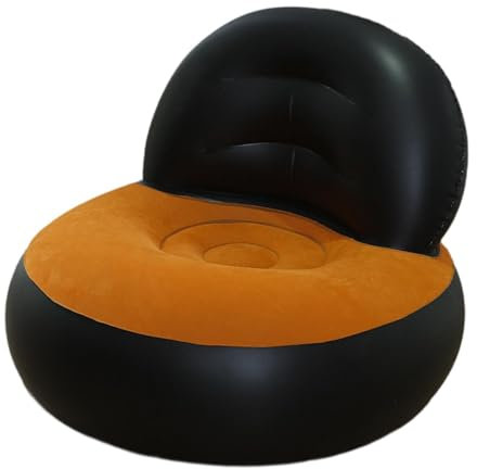 LOVIVER Aufblasbares Sofa, aufblasbarer Loungesessel, weiches multifunktionales L-förmiges PVC-Lazy-Sofa mit Rückenlehne für Camping im Freien zu Hause, Orange Und Schwarz