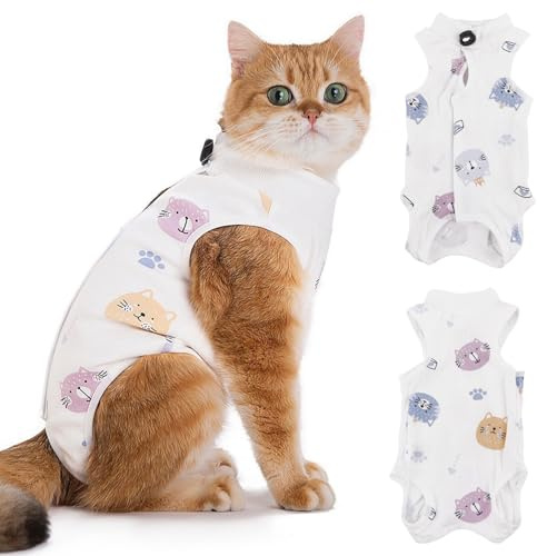 LOMSUXA Traje de Recuperación para Gatos, Leotardo Postoperatorio para Gatos, Traje Quirúrgico Postoperatorio para Gatos,para Heridas Abdominales o Afecciones de la Piel, para 4-7 kg (Estilo A)