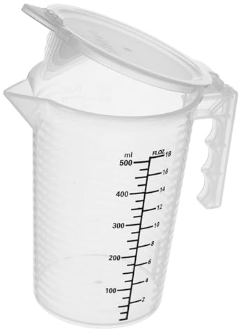 GRIRIW Misurino Domestico Tazza Graduata 500 Ml in Plastica Pp Coperchio, Manico Antiscottatura per Cucina e Pasticceria, per Latte, Farina e Dessert