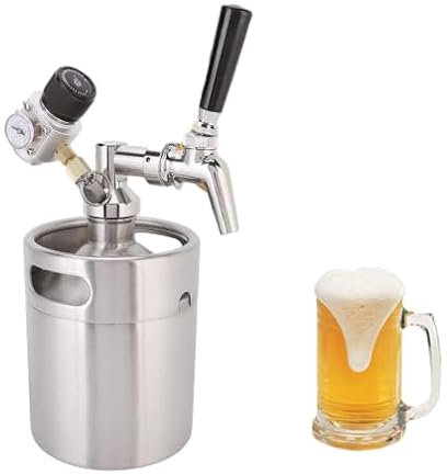 FZCXHONJ Mini Stainless Steel Beer Keg Spear Automatic Growler Coffee Barrel Portable Kegerator Beer Dispensing Homebrew Beer Tower for Home Use and Parties