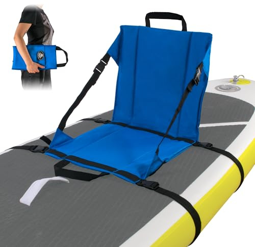 Universeller Kayak SUP-Sitz für Stand Up Paddling Board BLUE/BLACK passt auf ALLE SUP-Boards, benötigt KEINE D-Ringe und Metallkarabinern zur Montage Einfache Installation mit 2 Gürteln (Blue)