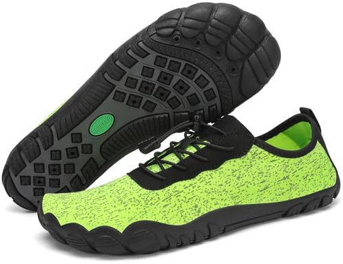 SAGUARO Homme Femme Chaussures pour Piscine et Plage Chaussons de Plongée d'eau Chaussettes Aquatiques pour Sports Nautiques Natation Surf Voile Mer Rivière, Vert Citron, 36 EU
