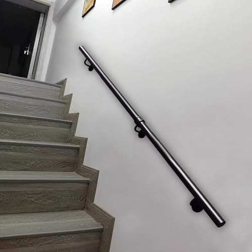 20ft Non-Slip Wrought Iron Stair il, Black Metal Indoor/Outdoor Railing, Safety Support Rod for Home, Garden, Corridor, Wall Balustrade (3ft/90cm)