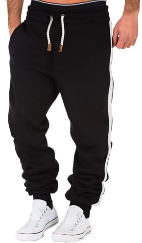 Pantalon de jogging baggy pour homme - Pantalon de survêtement léger - Coupe ajustée - Avec rayures sur les côtés - Pantalon de loisirs simple et confortable - Pantalon de sport décontracté