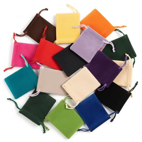 JcvPot Kleine Säckchen, 38 Stück 7x9cm Stoffbeutel Mit Kordelzug, Samtbeutel 19 Farben, Samtbeutel Schmucksäckchen Für Schmuck Ringe Geschenk Hochzeit Weihnachten Party