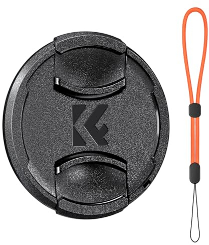 K&F Concept Lens Cap Cover, 2-in-1 Center Pinch Lens Cover + Anti-Loss Keeper Leash Center Snap-on Lens Cap Kits Compatible with All Camera Lenses (40.5MM)